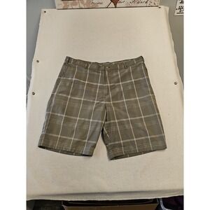 Slazenger Mens Golf Shorts Size 42 Flat Front Green Plaid Excellent